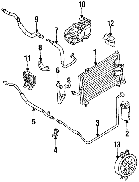 Condenser, Compressor & Lines for 1995 Kia Sephia #3