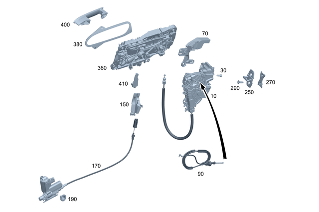997205302 - Front Door: Door Lock for Mercedes-Benz: EQE 350, EQE 350+, EQE 500, EQE AMG, EQS 450, EQS 450+, EQS 580, EQS AMG Image image