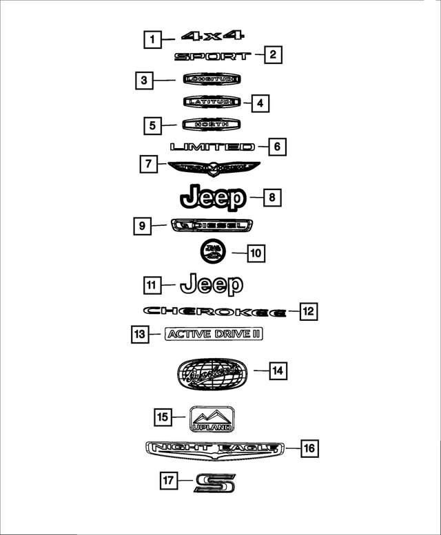 68291193AA - Exterior Ornamentation: Liftgate Nameplate for Mopar Image