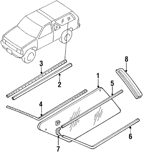 Glass & Hardware for 1990 Nissan Pathfinder #0