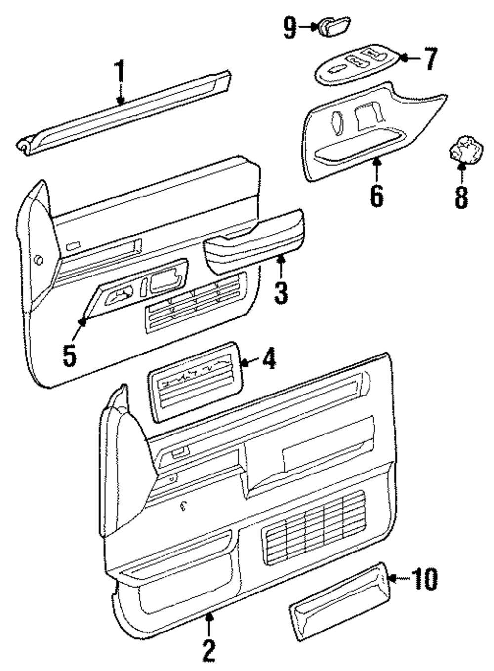 1990-1993 Mustang Driver Side LH Door Arm Rest Pad – Light Gray – Power Windows – Daniel Carpenter