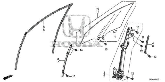 Front Door Glass  - Regulator for 2012 Honda Accord #0