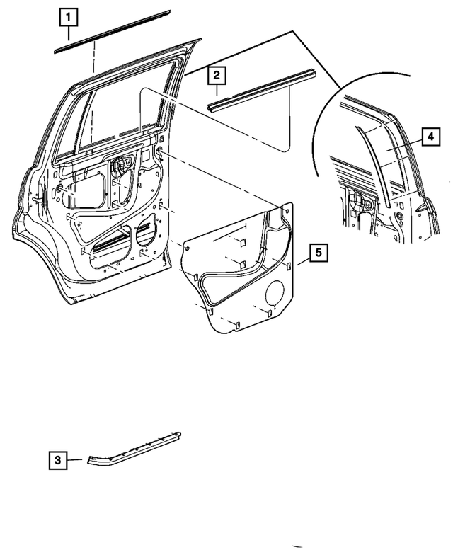 55364081AD - Doors, Door Mirrors and Related Parts: Rear Door Seal, Left for Mopar Image