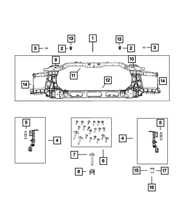 68237686AA - : Radiator Closure Panel Cross-Member for Mopar Image
