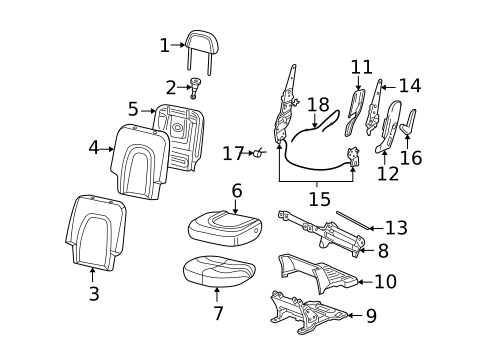 Rear Seat Components for 2005 Lincoln Aviator #0