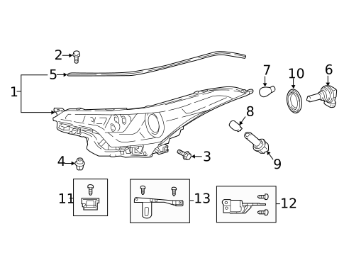 Headlamp Components for 2019 Toyota C-HR #1