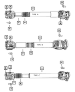 V5093377AB - Front Axle; American Axle 235 MM Single Rear Wheel; Differential and Drive Line: U-joint Kit, Value Line for Chrysler: Aspen | Dodge: Durango, Ram 1500, Ram 2500, Ram 3500 | Jeep: Wrangler Image