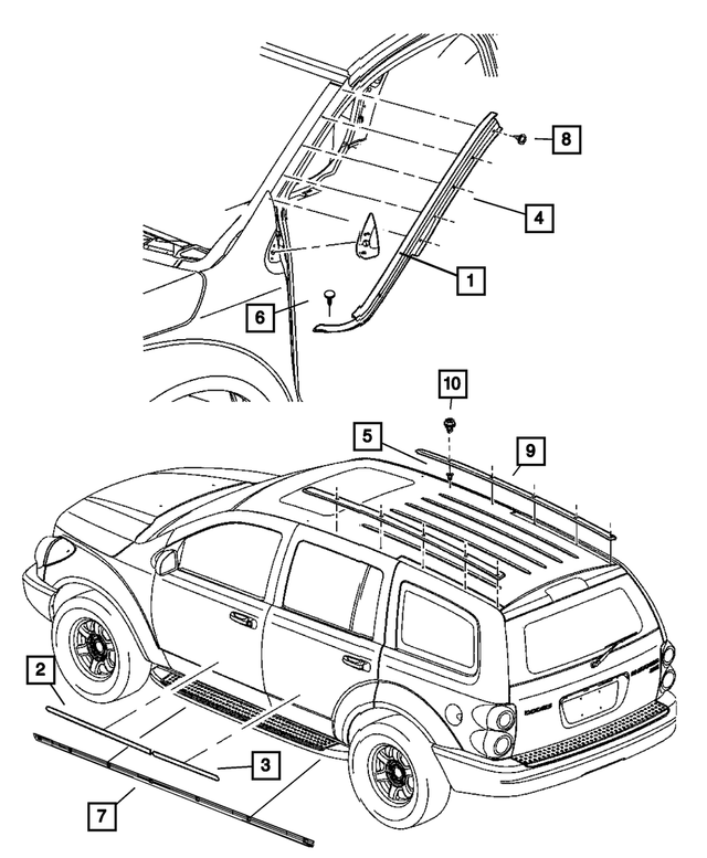 68065576AA - Exterior Ornamentation: Front Door Molding, Right for Mopar Image