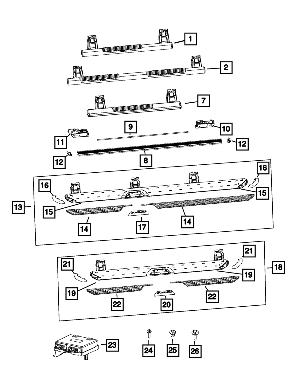 2019-2025 Ram Fixed Running Board, Right 68361668AA | Mopar