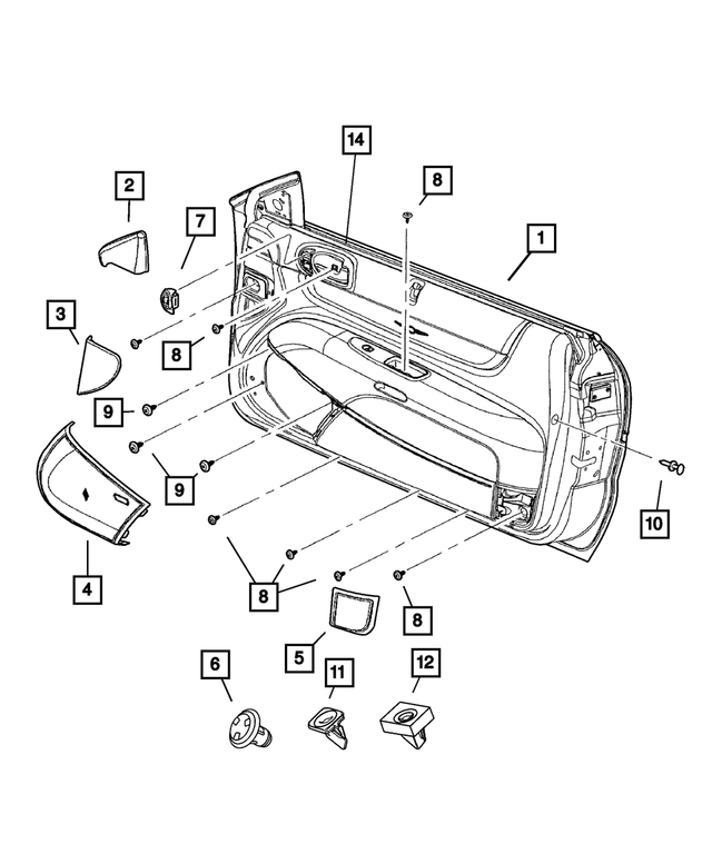 YU401L2AA - Interior Trim: Door Trim Front Panel, Right for Mopar Image