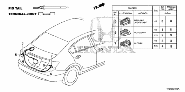 Electrical Connectors (RR.) (1) for 2012 Honda Civic #0