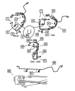 4721325AJ - : Brake Hydraulic Hose - Driver's Side (LH) for Chrysler: Town &amp; Country, Voyager | Dodge: Caravan, Grand Caravan Image