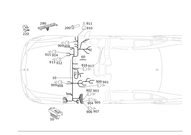 2214405134 - Electrical Equipment and Instruments: Wiring Harness for Mercedes-Benz: 250, 300S, S350, S400, S500, S550, S600, S63 AMG Image image