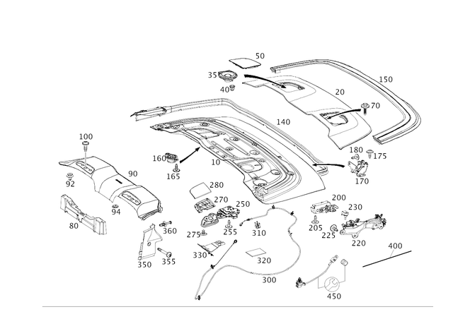 2058270840 - Trunk Lid: Cover Grille, Speaker for Mercedes-Benz Image image