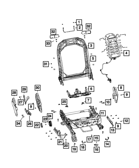 Front Seats - Adjusters, Recliners, Shields and Risers for 2019 Jeep Wrangler #3