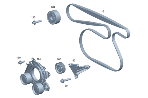 V-Belt, Belt Tightener, Sheave Pulley for 2020 Mercedes-Benz E450 #0