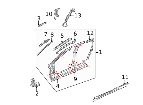 Center Pillar & Rocker for 2000 Saturn LW1 #0