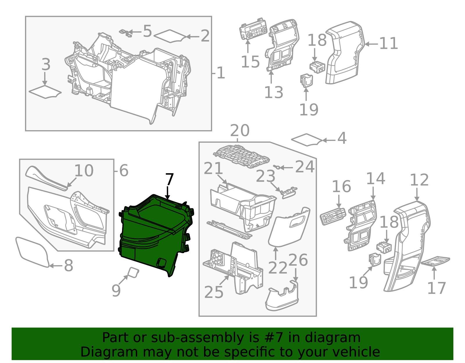 84615536 - Beige Front Passenger Side Floor Console Rear Side Trim ...