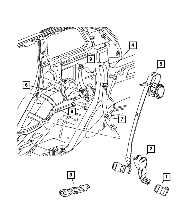 5HP161J8AC - Restraints: Rear Inner Seat Belt for Mopar Image