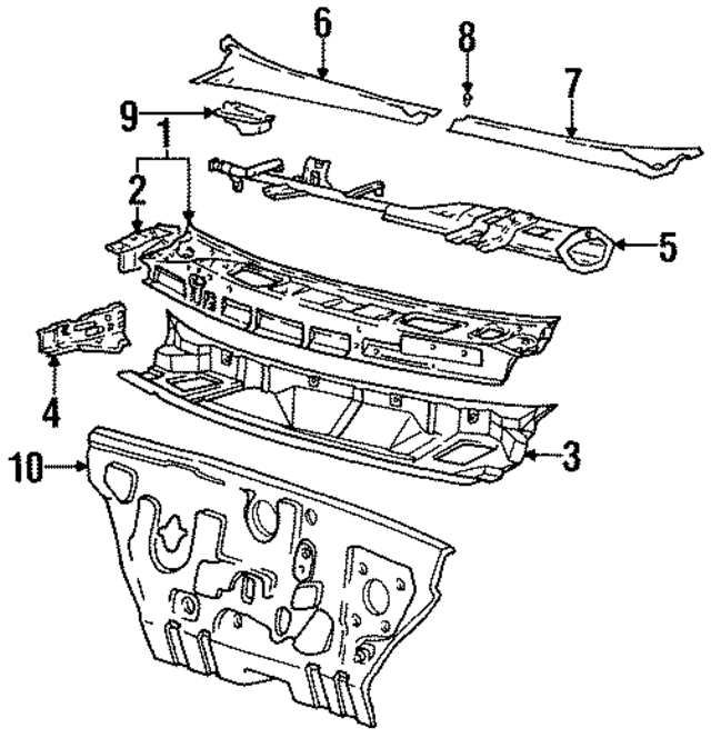 1999  1999 Hyundai Cowl Crossmember 6654022303