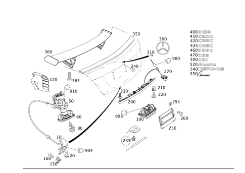 Trunk Lid Push-Button Lock, Trunk Lid Detachable Parts for 2014 Mercedes-Benz C 250 #0