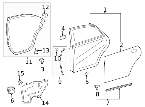 Door & Components for 2014 Toyota Avalon #0