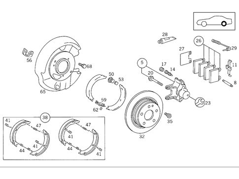 Rear Wheel Brake for 1991 Mercedes-Benz 500SL #0