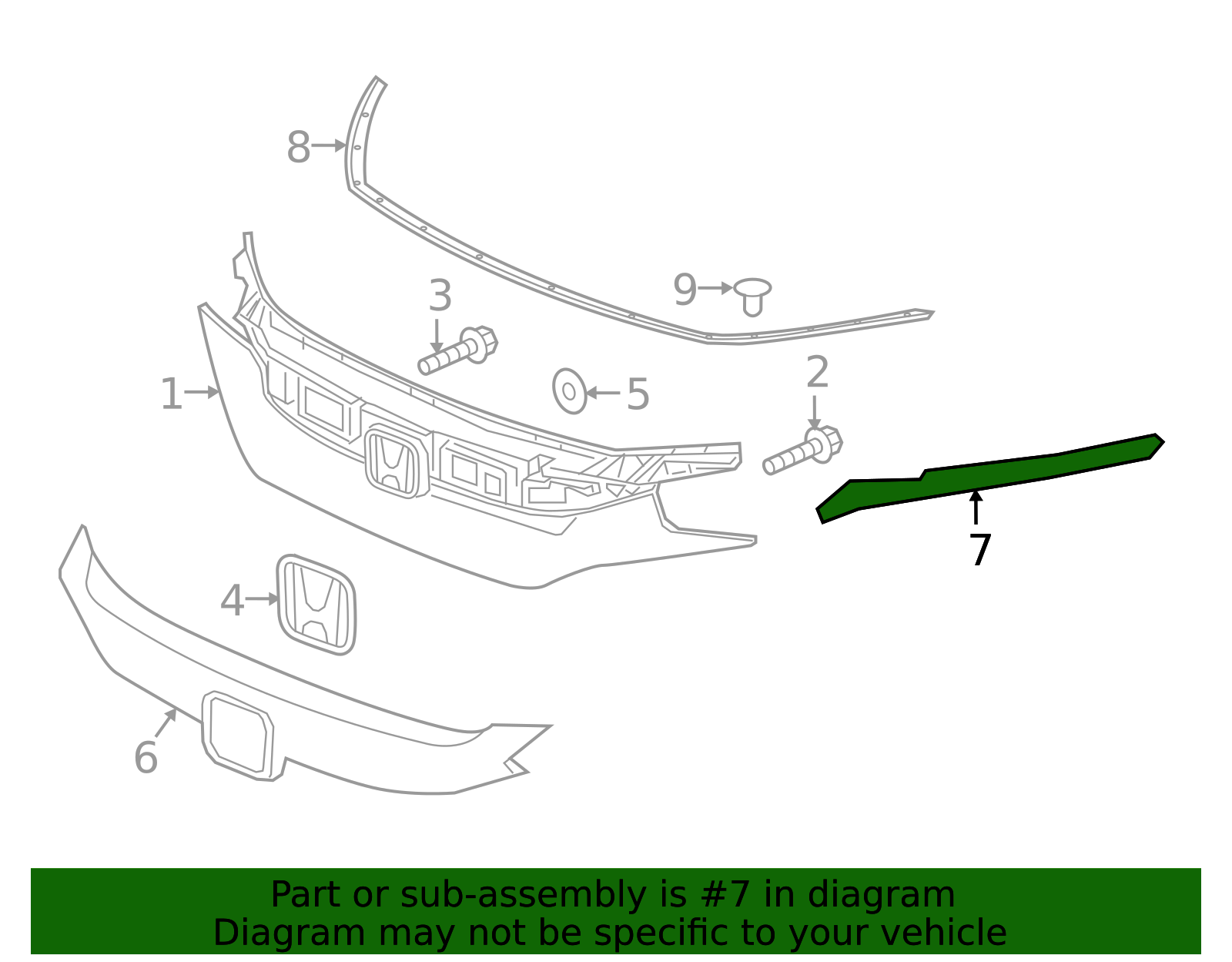 2017-2021 Honda Civic 17-21 Honda Civic Left Front Grille