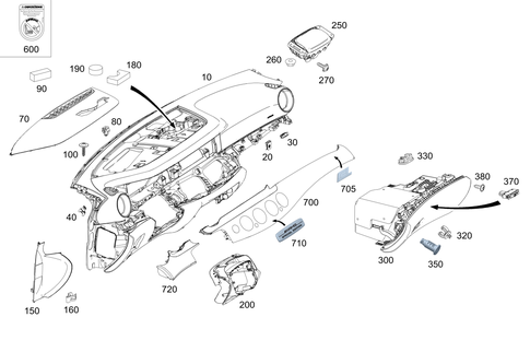 Instrument Panel and Gloves Compartment Box with Passenger Air Bag for 2024 Mercedes-Benz AMG GT 63 #0