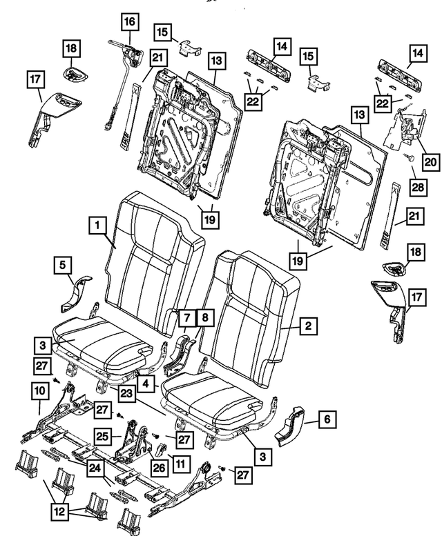 « 1DU631J3AA – Interior Trim : Coussin De Siège Arrière Couvercle pour Mopar Image »