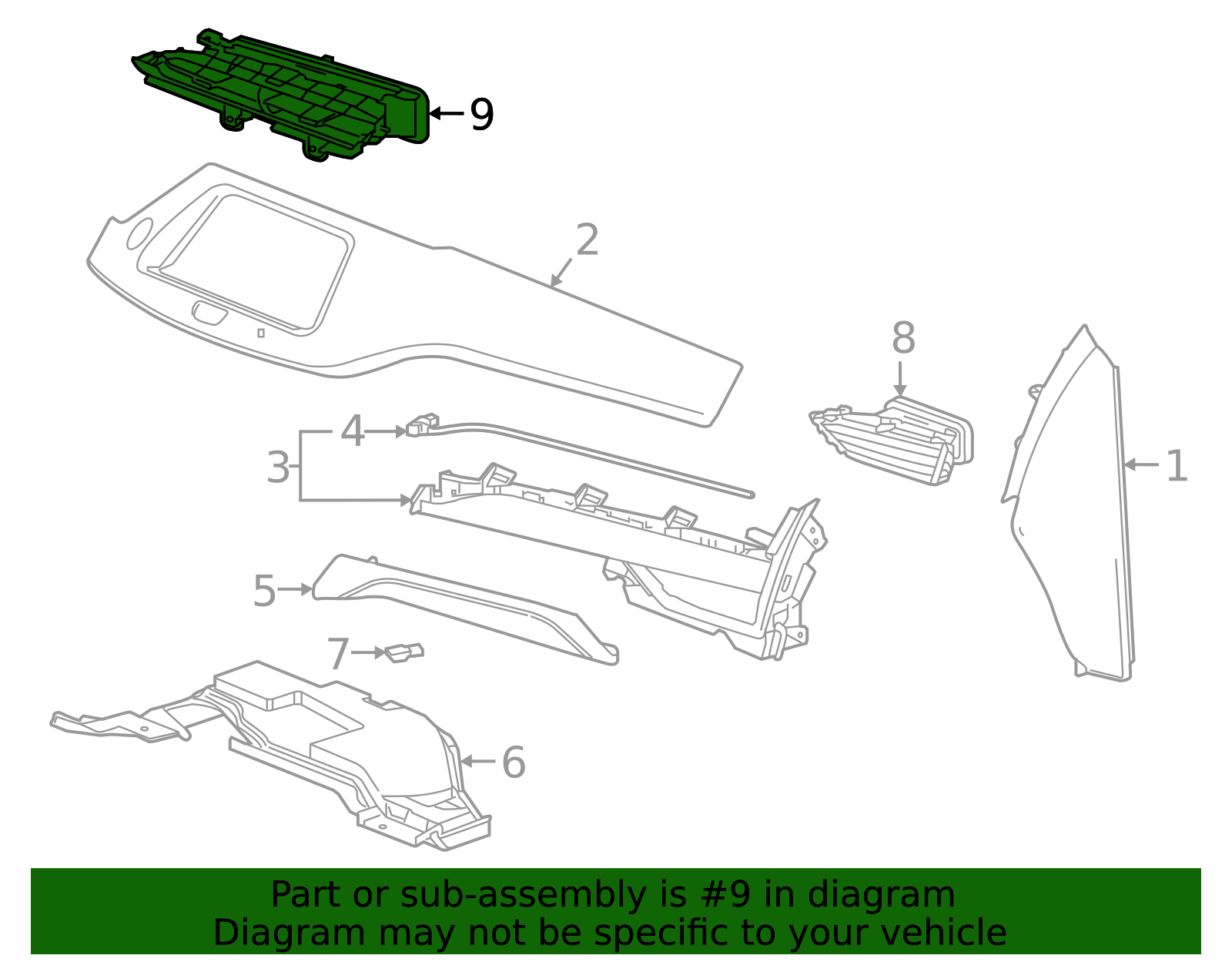 2019-2023 Cadillac XT4 Black Instrument Panel Center Air Outlet ...