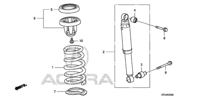 Rear Shock Absorber (1) for 2011 Acura MDX #0