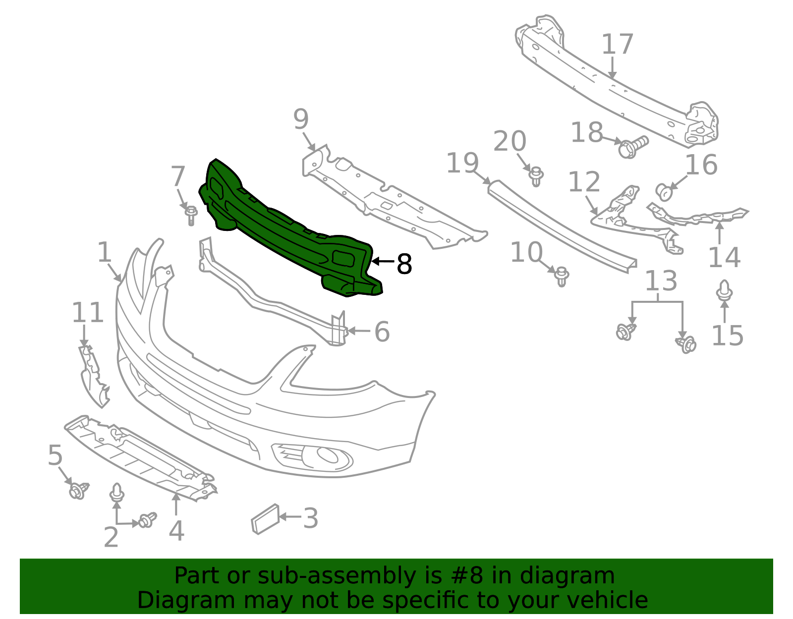 2008-2014 Subaru Tribeca Energy Absorber 57705XA09A | Subaru Parts