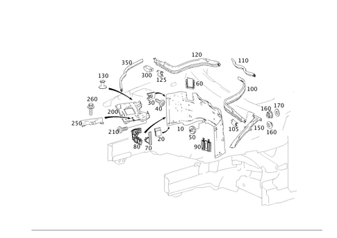 Engine Compartment Partition Wall, Wheel Well Detachable Parts for 2014 Mercedes-Benz C350 #0