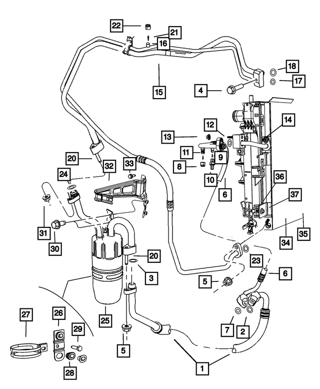 68049091AA - Air Conditioners and Heaters: A/c Line Valve Core for Mopar Image image