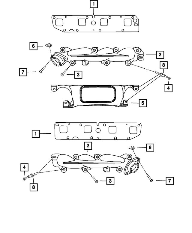 68045560AB - 5.7L Gas; Engine: Exhaust Manifold, Right Side for Mopar Image