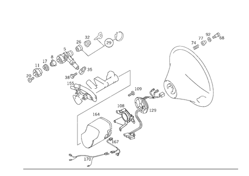 Steering Wheel and Steering Wheel Lock for 1993 Mercedes-Benz 500E #2