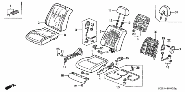 Front Seat (R.) ('00-'03) for 2000 Acura TL #0