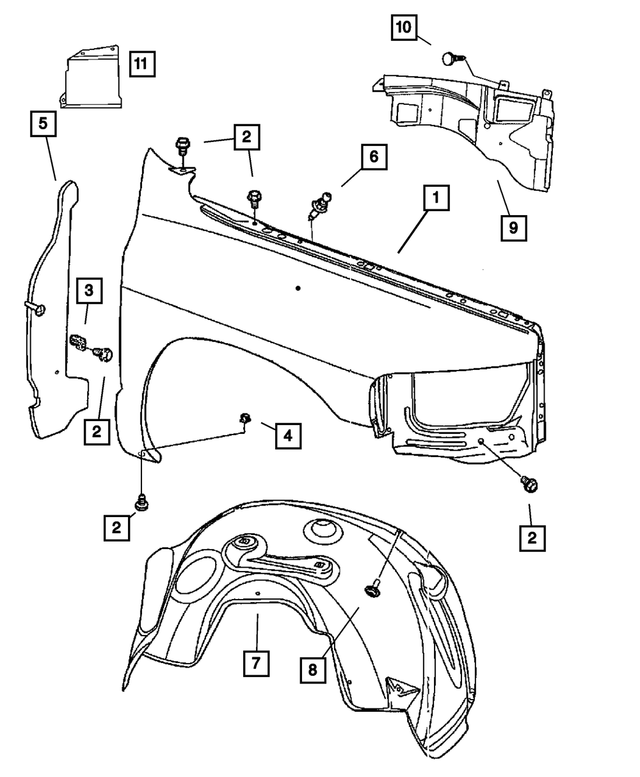 55275656AA - : Fender To Cowl Seal, Right for Mopar Image