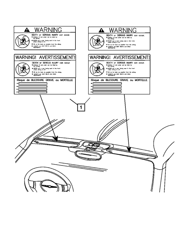 « 5103220AA – Labels All Vehicle Locations : Avertissement De Coussin Anti-chocs Etiquette pour Mopar Image »