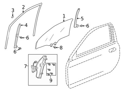 Glass - Door for 2004 Honda Insight #0