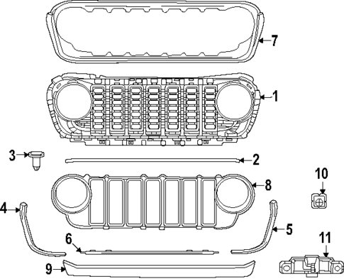Grille & Components for 2024 Jeep Gladiator #0