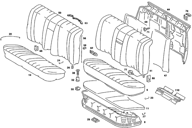 1269204221 - Rear Seat Bench: Seat Cushion for Mercedes-Benz: 560SEL Image image