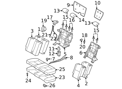 Rear Seat Components for 2007 Scion tC #0