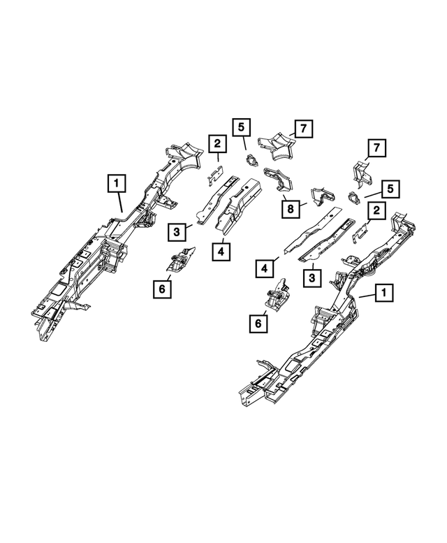 68491420AB - Frame, Bumper and Fascia: Rear Rail, Right for Mopar Image image