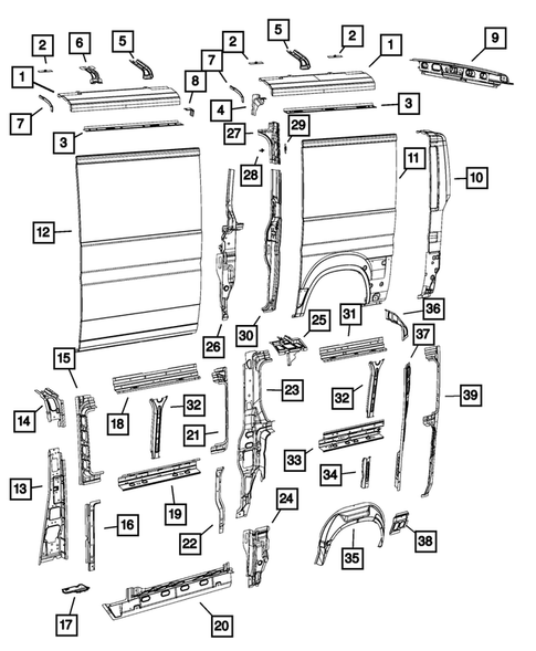 Aperture Panel and Pillar Supports for 2015 Ram ProMaster 3500 #5