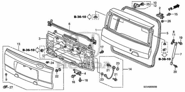 Tailgate (1) for 2007 Honda Element #0