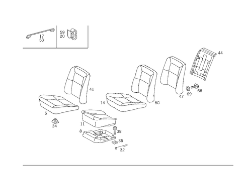 Rear Seat Cushion, Rear Backrest for 1984 Mercedes-Benz 500SEC #0