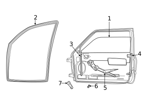Glass - Front Door for 2007 Dodge Ram 2500 #0