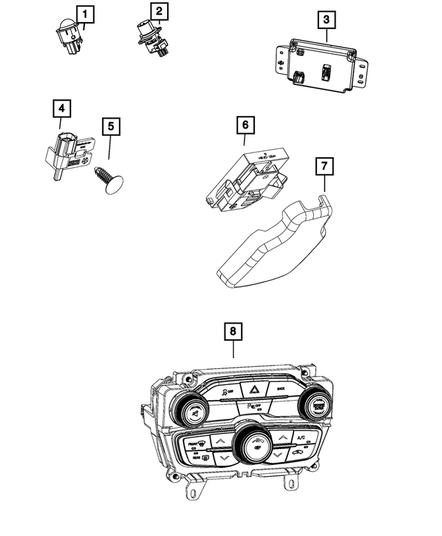 68415452AA - Air Conditioners and Heaters: Vehicle Feature Controls Center Stack for Mopar Image